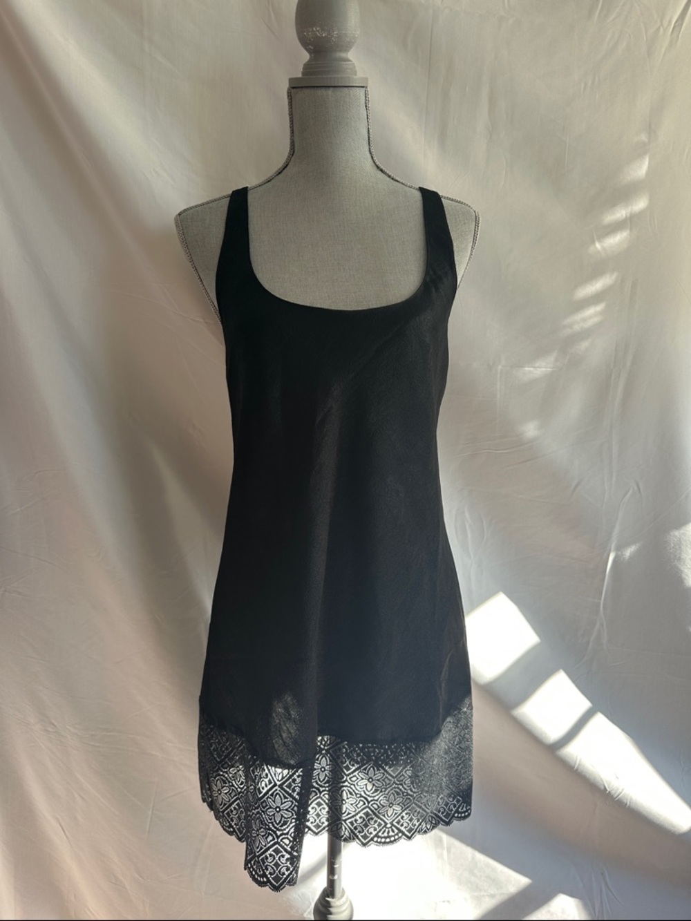 Vintage Gold Label Victoria's Secret Black Lace Hem Slip Chemise